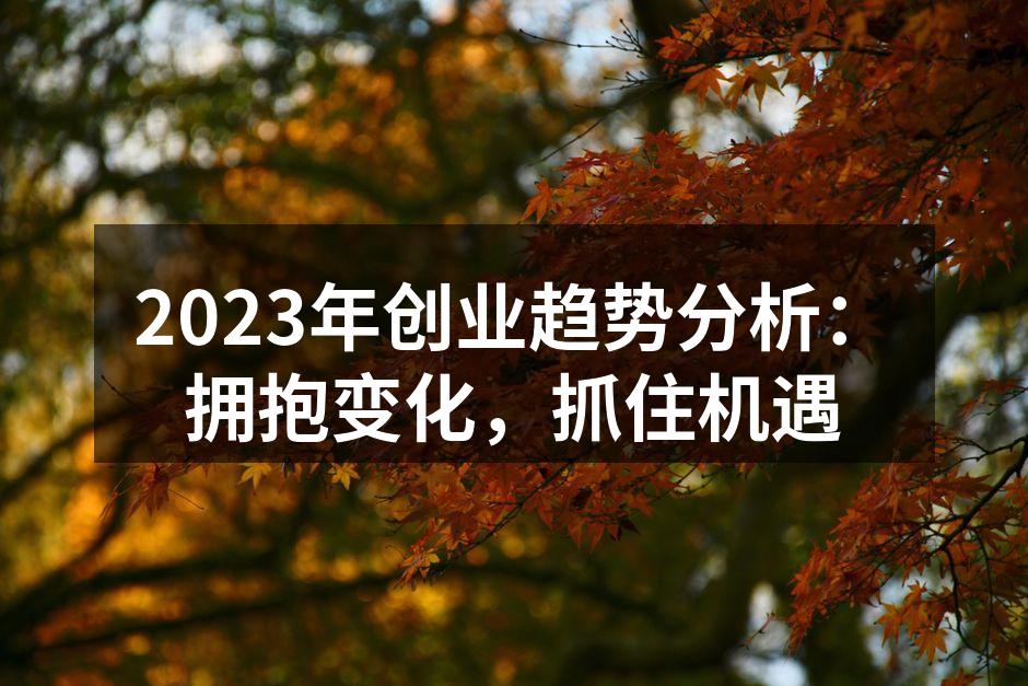 2023年创业趋势分析：拥抱变化，抓住机遇