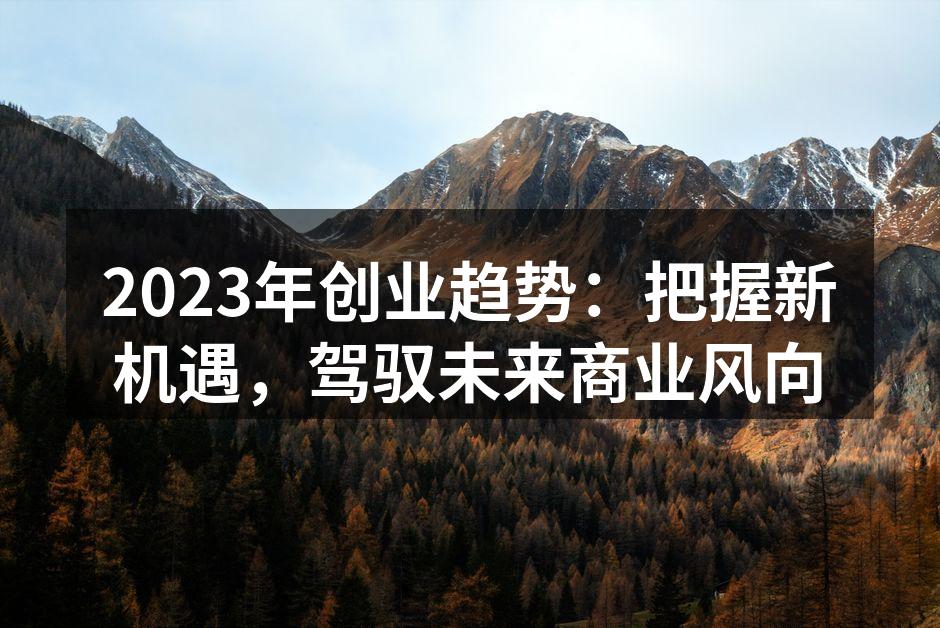 2023年创业趋势：把握新机遇，驾驭未来商业风向